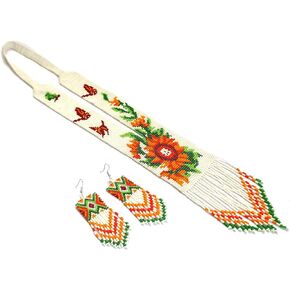 Weavish Long Beaded Necklace – Boho Native Handmade Seed Bead Tassel Necklace, Bohemian Large Statement Beaded Necklace for Women and Girls #55