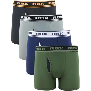 RBX Active Men's Boxer Briefs, Lightweight Performance Mesh Quick Drying Underwear for Men 4-Pack