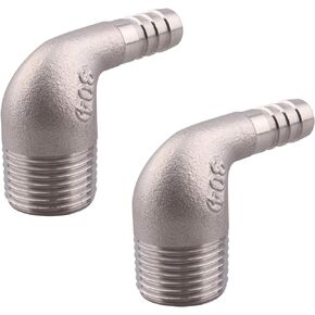 3/4" Hose Barb x 3/4" Male NPT Stainless Steel 90 Degree Elbow Barbed Thread Pipe Fitting