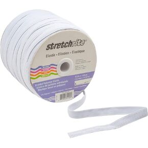 Stretchrite 1N1200WHTE 1/2-Inch by 144 Yards White Braided Polyester Elastic Spool,