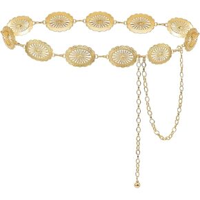 Women's Concho Chain Belt Western Cowgirl Metal Waist Chain Belt for Dress