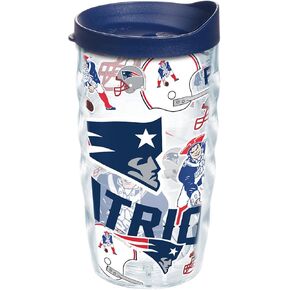 Tervis NFL New England Patriots - مصنوع بالكامل في الولايات المتحدة الأمريكية، كوب سفر معزول بجدار مزدوج يحافظ على المشروبات باردة وساخنة، مموج 10 أونصة، كلاسيكي