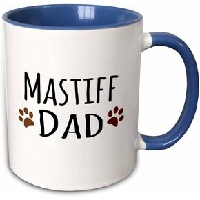 كوب 3dRose Mastiff Dog Dad، 11 أونصة، بني
