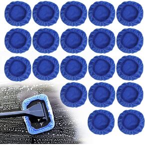 Car Windshield Cleaning Tool Bonnets 20 Pack Car Care Microfiber Cloths for Windshield Cleaner Tool, Windshield Cleaner Wand Replaceable Glass Cleaning Bonnets, Fit 5" Plate