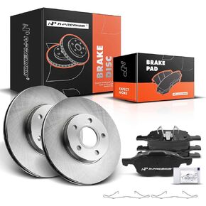 A-Premium 10.94 inch (278mm) Front Drilled and Slotted Disc Brake Rotors + Ceramic Pads Kit Compatible with Select Volvo and Ford Models - Focus 2012-2018, C30 2012-2013, S40 2004-2011, 6-PC Set
