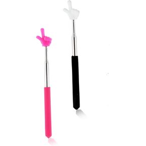 2 جهاز كمبيوتر شخصى مؤشرات المعلمين تلسكوبية عصا مؤشر قابلة للتمديد للفصل الدراسي عصا مؤشر إصبع صغيرة قابلة للسحب لعرض المعلم يعرض لوازم الفصول الدراسية (أسود وردي) in Kuwait