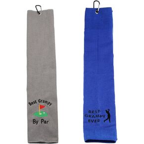 2 PCS Father's Day Embroidered Golf Towel Gift Best Grampy Ever Golf Lover Gift Papa Golf Towel with Clip (Grampy Set-3)