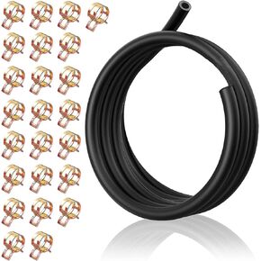 9.85 Feet 1/4 Inch ID Fuel Line Hose w/ 24 Clamps for Kawasaki Kohler Briggs Stratton Small Gas Diesel Petrol Engines Generators Boat Marine Outboard Stretchy Rubber Powersports Fuel Lines