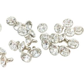 100 Sets Cz Colorful Crystal Rivets Silver Color Spots Studs Double Cap for DIY Leather-Craft (AB Crystal, 6MM)