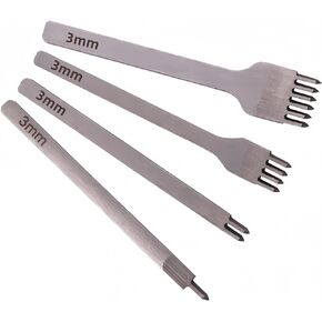 Leather Craft Kits Pricking Irons，Profession Diamond Lacing Stitching Chisel Set 3mm（1/2/4/6 Prong）DIY Home or Craft Projects，3/4/5/6mm Options, nophike Tools（3 MM）