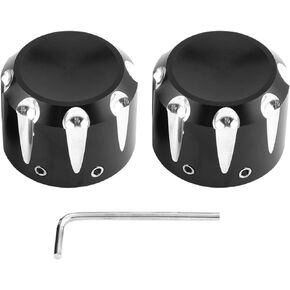 2pcs Front Axle Skull Nut Bolt Cover Cap CNC Aluminum Motorcycle Front Axle Nut Cover Axle Caps (Black)