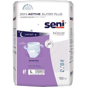 Seni Active Super Plus Disposable Underwear Pull On with Tear Away Seams Large, S-LA18-AP1, Heavy, 18 Ct