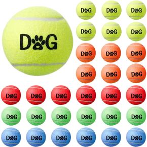 30 Pieces Tennis Balls for Dog Bulk Colorful Interactive Pet Dog Gift for Play Exercise and Training 2.5 Inch Easy Catching Dog Toys with Carry Bag, 5 Colors