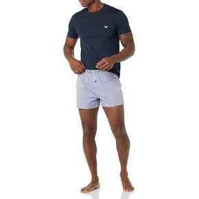 Emporio Armani Men's Yarn Dyed Woven Pyjama T-Shirt and Boxer Set