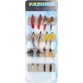 يطير صيد سمك السلمون المرقط الذباب عدة 16pcs يطير الصيد إغراء لسمك السلمون المرقط قسط الجاف الرطب الذباب غاسل Mayfly Emerger يطير سمك السلمون المرقط يطير معدات الصيد الطعم متنوعة in Kuwait