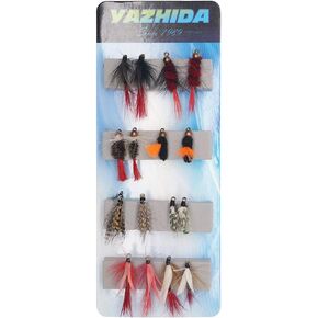 Fly Fishing Trout Flies Kit 16pcs Fly Fishing Lure for Trout Premium Dry Wet Flies Streamer Mayfly Emerger Flys Trout Fly Fishing Gear Bait Assorted