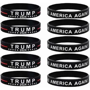 10 Pack Trump 2024 Save America Again Bracelets Donald Trump Wristband MAGA Patriots Gifts