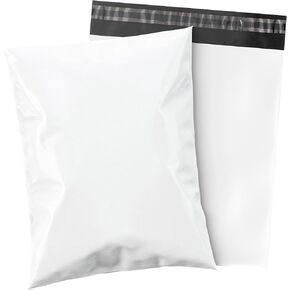 Shop4Mailers 24 x 24 Glossy White Plastic Self Seal Poly Mailer Flat Bags Waterproof Shipping Envelope 2.17 Mil for Apparel, Clothes, Shirts, Books – Permanent Adhesive Seal (50 Pack)
