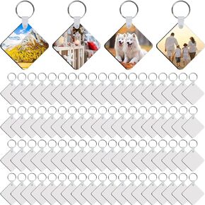 240Pcs Sublimation Keychain Blanks Double Sides 80 MDF Sublimation Keychains Blank with 160 Rings and Clips