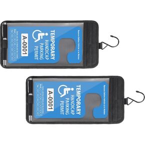OwnMy 2PCS Black Handicap Placard Holders for Auto Visor Handicapped Placard Holders for Car Sun Visor, Disabled Parking Permit Holder Handicap Parking Sign Placard Holders with Pen Holder Card Slot