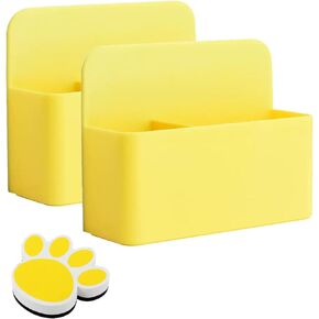 Magnetic Dry Erase Marker Holder, Black Magnetic Marker Holder for Whiteboard with Magnetic Paw Shaped Eraser, Magnetic Marker Holder for Fridge 2 Pack