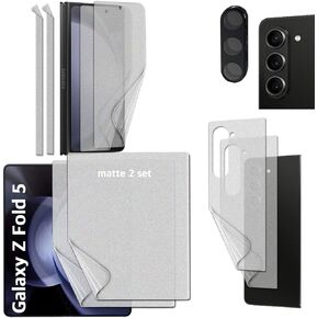 [2SET 9PCS] Samsung Galaxy Z Fold 5 5G 2023 Premium TPU film Screen Protector with Hinge Protector [Anti-glare (Matte) 2set 8pcs] [1 Tempered Glass Lens protector] Scratch Resistant HD Case Friendly [Perfect Fit for foldable Screen] For Galaxy ZFold 5 202