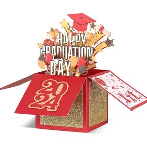 بطاقة التخرج المنبثقة من POPGIFTU، 2024 تخرج سعيد، بطاقة تهنئة تهنئة زرقاء ثلاثية الأبعاد مع مظروف للمدرسة الثانوية والكلية تهنئة بطاقة هدية شخصية له صديقها ابنها (أزرق) in Kuwait