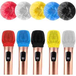 Disposable Microphone Cover 250pcs, Non-Woven Handheld Microphone Windscreen Protective Cap with Elastic Band Mic Hygiene Covers for Recording Room, KTV, Karaoke, Stage Performance