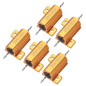 uxcell 25W 10 Ohm 5% Aluminum Case Resistor Screw Tap Chassis Mounted Wirewound Load Resistors Gold Tone 5 Pcs