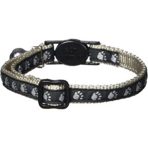 Two-Tone Pawprint Cat Collar, 3/8-Inch, Black