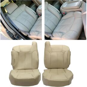 ECOTRIC Driver Seat Cover Compatible with 2000-2002 Chevy Chevrolet Tahoe Suburban 1500 2500 Front Driver Left Side Artificial Leather Light Pewter Gray Bottom & Top Lean Back