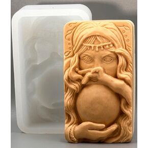 Witch Silicone Mold SOAP Plaster Wax Resin Clay 5oz Sorceress Fortune Teller