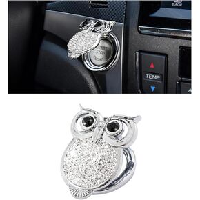 Car Engines Start Stop Button Cover, Diamond Rhinestone Push Start Button Protective Decal, Anti-Scratch Ignition Start and Stop Engine Decorative Sticker, Car Accessories (White Crown)