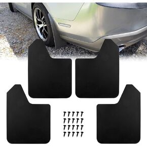 RULLINE 4PCS Car Mud Flaps Splash Guard Fender with 20PCS 6mm Fastener Rivet Clips Flexible and Bendable Mudflaps Black Compatible with Pickup SUV Van Universal