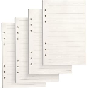Colorlife A5 Refill Paper 4 Pack Filler Paper 100GSM Thick Refill Lined Paper 6-Hole Filler Inserts Loose Leaf Paper 180 Sheets (360 Pages) Refillable Paper for 6-Ring Binder Journal Notebook