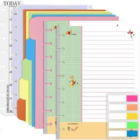 Rancco Junior Budget Planner Refills, 180 Pages 8 Rings Punched Half Letter Financial Paper Inserts w/Index Tabs, Index Dividers, Loose-Leaf Bag, Ruler For Circa, Arc, TUL, Happy Planner, 5.5x8.5"