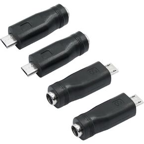 DC 5.5mm x 2.1mm to Mini USB Adapter, 5V DC 5521 Female to Mini USB Male Plug Convert Connector Power (4Pcs)