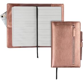 Samsill Notebook Portfolio - Business Portfolio for Women, Notebook Holder with Zipper Accessory Pocket, Refillable 5x8 Notepad, Rose Gold, 5 x 8 (71829)