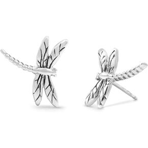 Boma Jewelry Sterling Dragonfly Stud Earrings with Oxidized Details