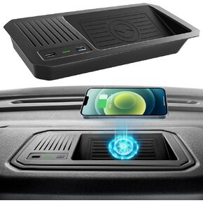 لشاحن Toyota Tundra اللاسلكي 2024 2023 2022، ملحقات السيارة الداخلية OEM مع منفذ USB، لوحة شحن الهاتف اللاسلكي لـ Tundra SR5 Platinum TRD Pro Limited SR 1794 Edition Capstone in Kuwait