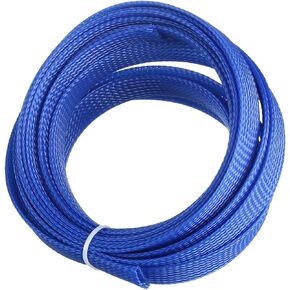 Othmro 16.4ft/5Meter PET Expandable Braided Cable Sleeve, 11/16 Inch Flexible Wire Loom Cord Protector, Cable Management Sleeve Cord Cover for Audio Video Cable Protectors from Pets(1Pc Blue)