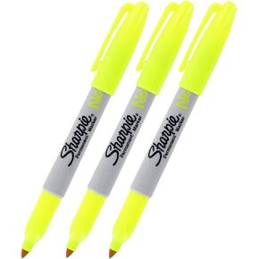 Sharpie Neon Permanent Marker, Neon Yellow Ink, Pack of 3