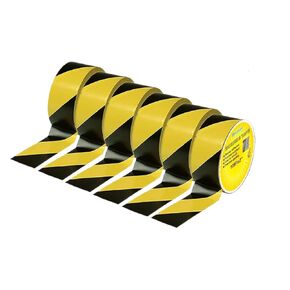 6 Pack High Visibility Black & Yellow Hazard Warning Safety Stripe Tape，2" × 108' Stripe Floor Safety Marking Tape