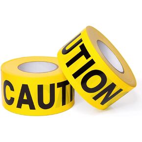 بكرة شريط تحذير - عبوة مكونة من 3 لفات شريط مسرح جريمة صفراء ساطعة، وشريط بناء، وديكورات الحفلات، ومناطق المخاطر - 3 بوصة × 1000 قدم (إجمالي 2000 قدم) in Kuwait