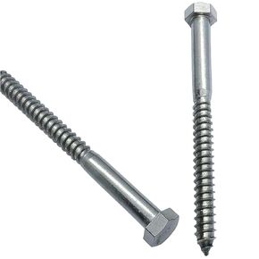 1/4" X 3" - 304 Grade Stainless Steel lag screws, Hex head fasteners, stainless steel screw. Use as Construction, wood, metal, lag screw mounting screws fasteners lag bolts. Heavy duty screws. (100)