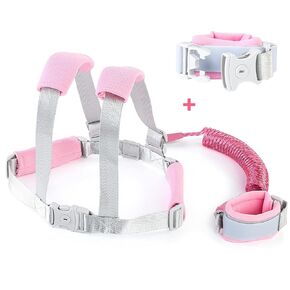 Yuehuam 2 in 1 Toddler Leash, Toddler Harness with Leash Boy Children Safety Anti Lost Wrist Link with Lock for Reflective Child Harness for Girls/Boys Travel