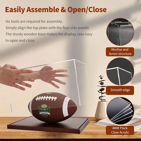 Clear Acrylic Display Box Showcase for Baseball,Acrylic Display Case with Solid Built-in Wooden Base(4x4x4 inch; 10x10x10 cm) in Saudi Arabia
