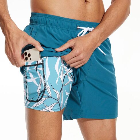 Arcweg Mens Swim Trunks Quick Dry Beach Swim Shorts with Compression Liner 5.5" Inseam Swimwear Bathing Suit in Saudi Arabia