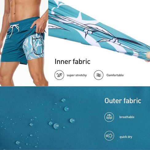 Arcweg Mens Swim Trunks Quick Dry Beach Swim Shorts with Compression Liner 5.5" Inseam Swimwear Bathing Suit in Saudi Arabia