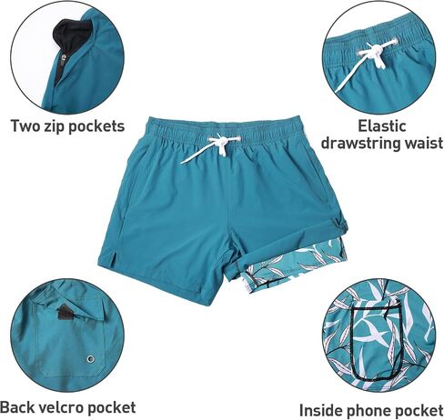 Arcweg Mens Swim Trunks Quick Dry Beach Swim Shorts with Compression Liner 5.5" Inseam Swimwear Bathing Suit in Saudi Arabia